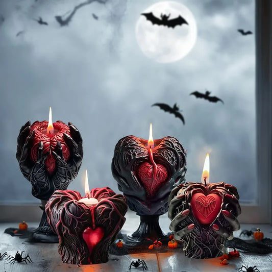 Halloween Hand held Heart Candle Silicone Mold DIY Horror Mutation Heart Craft Resin Gypsum Cement Casting Mold Halloween Gift