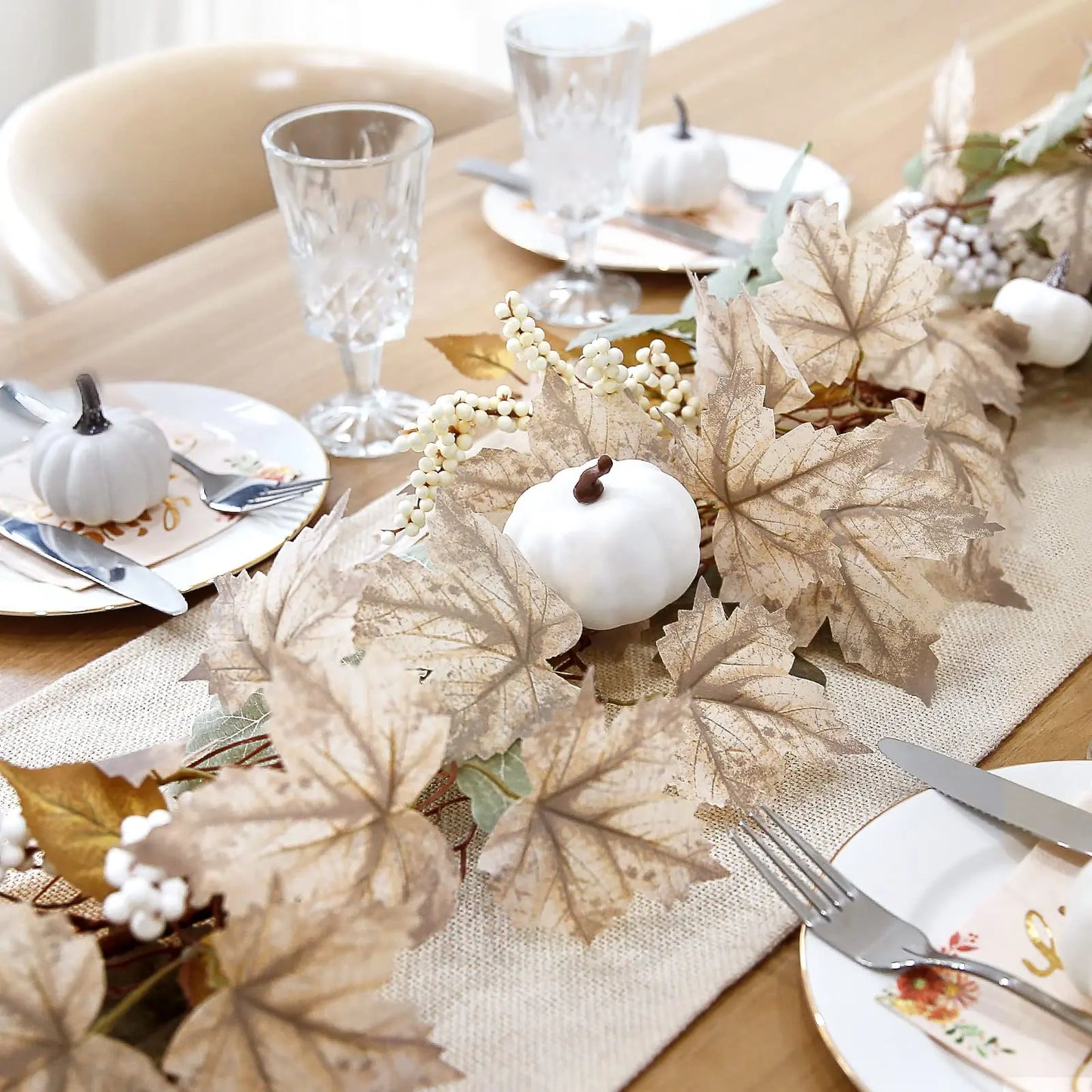 Fall Decoration - 1.75m Maple Leaf Pumpkin Berry garland - Thanksgiving Halloween Harvest decoration for home outdoor porch