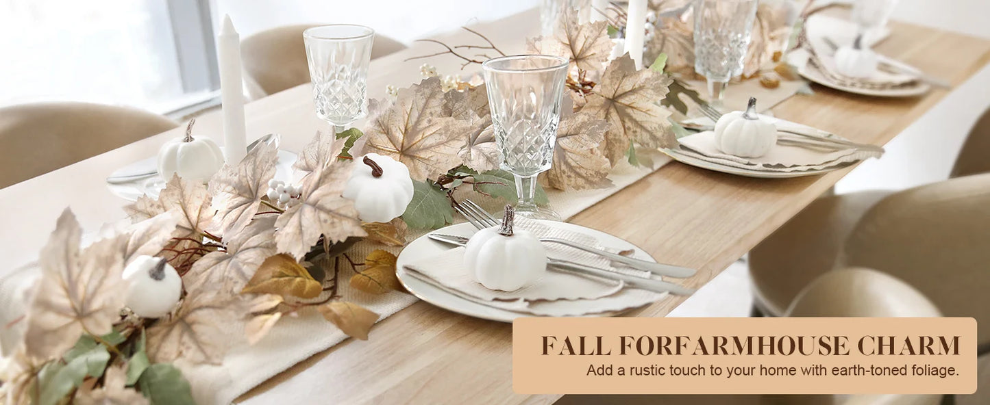 Fall Decoration - 1.75m Maple Leaf Pumpkin Berry garland - Thanksgiving Halloween Harvest decoration for home outdoor porch