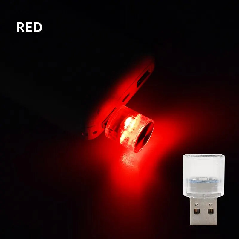 Car Mini USB LED Ambient Light Decorative Atmosphere Lamps for Interior Environment Auto PC Computer Portable Light Plug Play