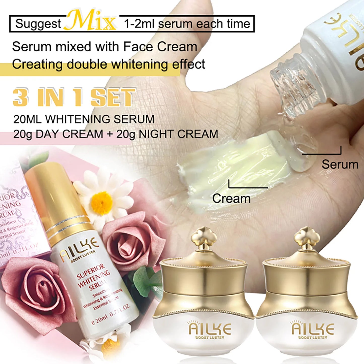 AILKE Lightening Facial Cream, Remove Dark Spots, Stains, Wrinkles, Anti- Aging, Improve Dull Skin, For All Skin Type Face Cream