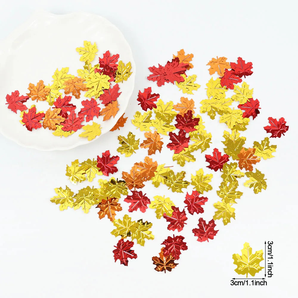 15g Thanksgiving Decor Mix Color Glitter Maple Leaves Confetti Autumn Home Table Scatter Confetti Wedding Halloween Party Supply