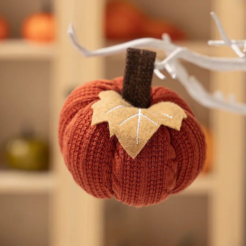Artificial Pumpkin Halloween Decoration Mini Fake Simulated Knitted Pumpkin Autumn Harvest Party Thanksgiving Party Decor Props