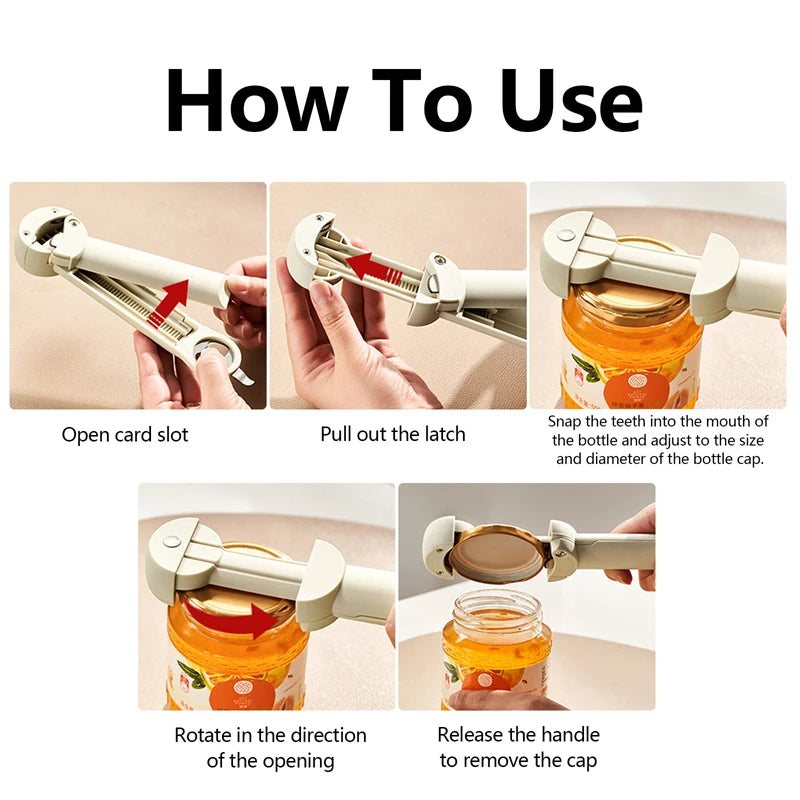 Multi-Function Bottle Opener Retractable Stainless Steel Labor-Saving Kitchen Tools Glass Jars Beer Cap Opener Magnetic Suction