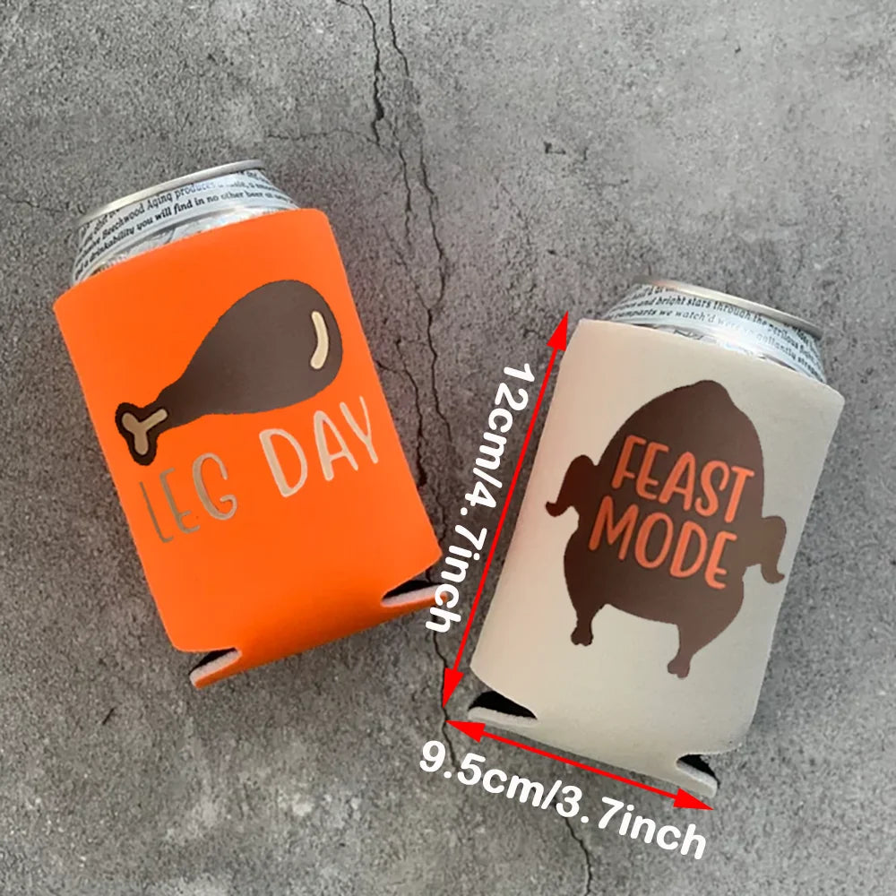 Set of 6 Funny Thanksgiving Favor Can Coolers Table Decoration Friendsgiving Accessories Home Items Talk Turkey To Me Feast Mode