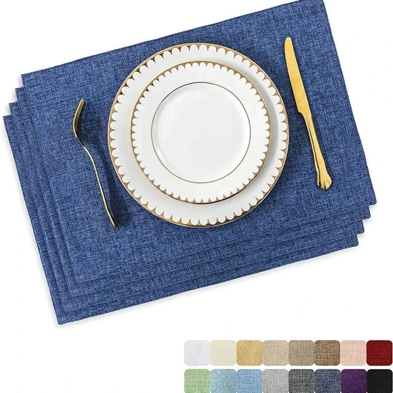 4 Pcs Placemat Washable Place Mats Placemats Heat Resistant Faux Linen Burlap Placemat for Dining Tables Kitchen Table Mats