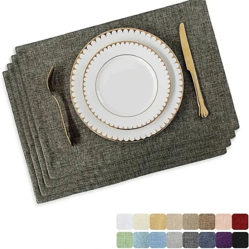 4 Pcs Placemat Washable Place Mats Placemats Heat Resistant Faux Linen Burlap Placemat for Dining Tables Kitchen Table Mats