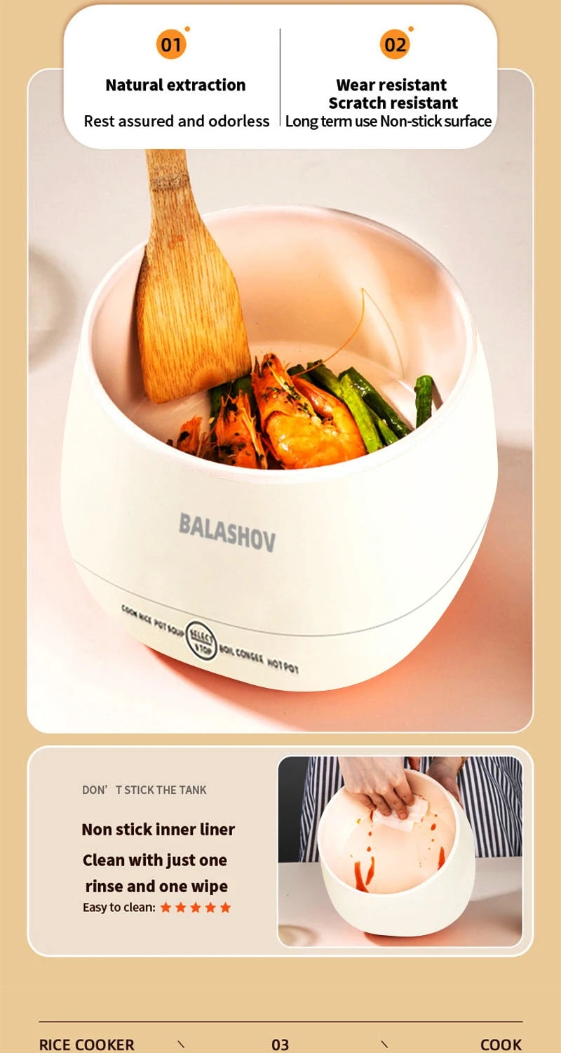 1.8L Portable Smart Rice Cooker - Multifunctional Non-Stick Rice Cooking Pot for Cooking Rice,  Soup, for Dorms & Small Kitchens