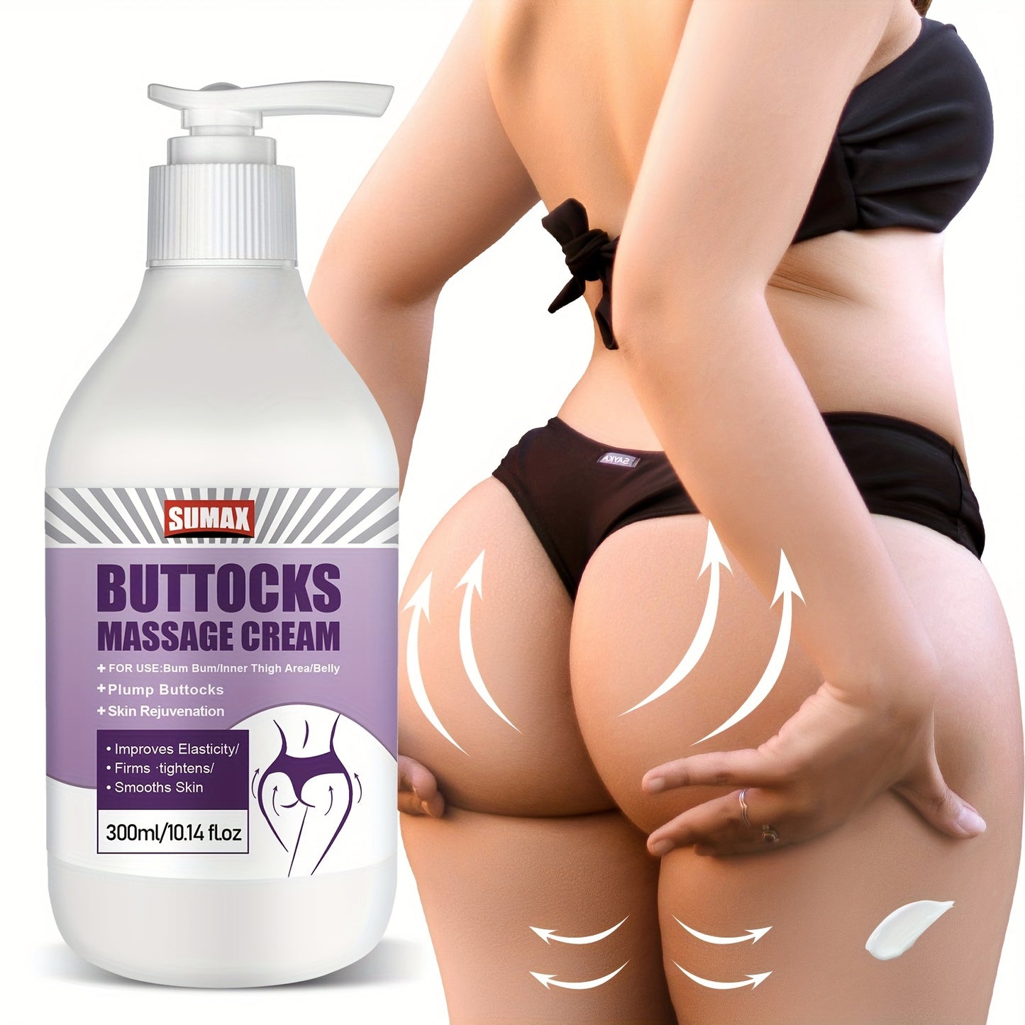 [300 Ml Firming Buttock Massage Cream] 1 Item, 300 Ml Plant Stem Cell Buttock Massage Cream - Firms And Lifts The Buttocks, Creating a Natural And Elastic Appearance, Achieving a Brazilian Butt Effect.