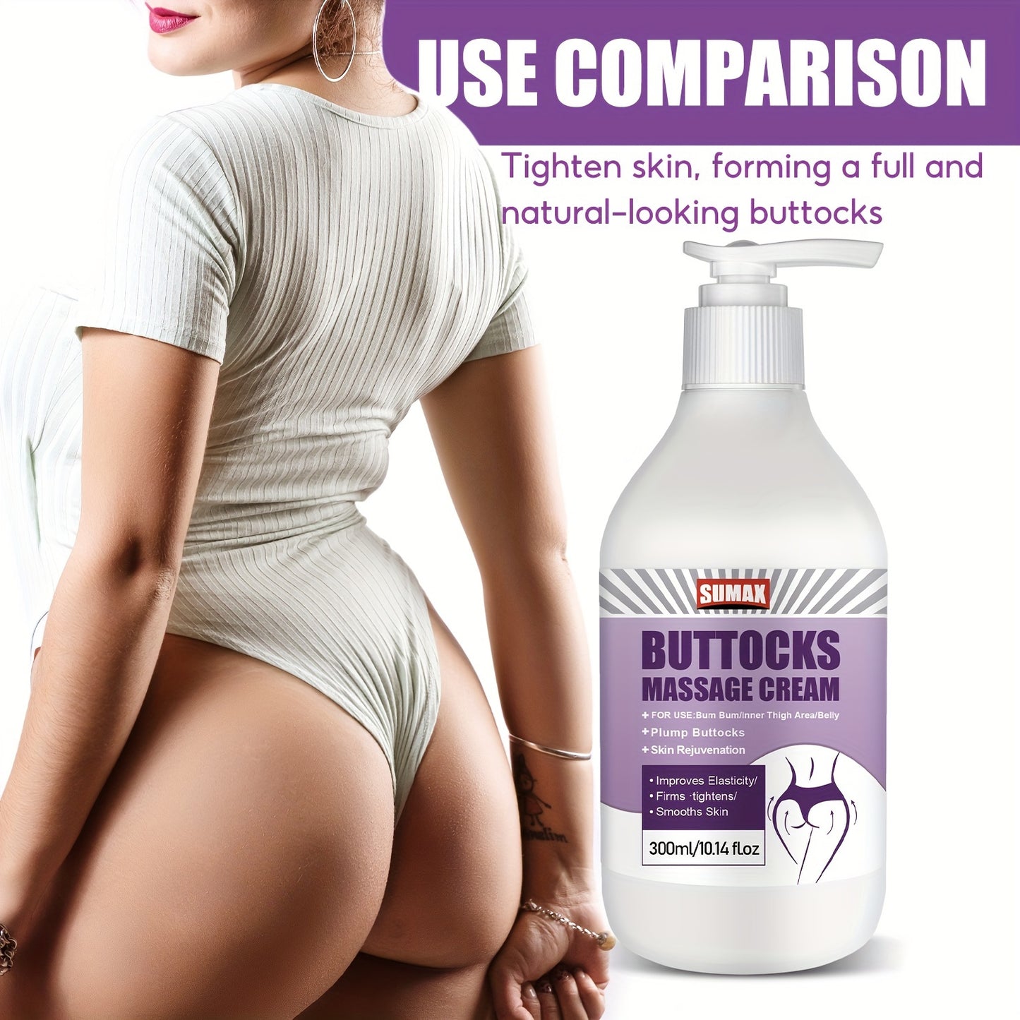 [300 Ml Firming Buttock Massage Cream] 1 Item, 300 Ml Plant Stem Cell Buttock Massage Cream - Firms And Lifts The Buttocks, Creating a Natural And Elastic Appearance, Achieving a Brazilian Butt Effect.