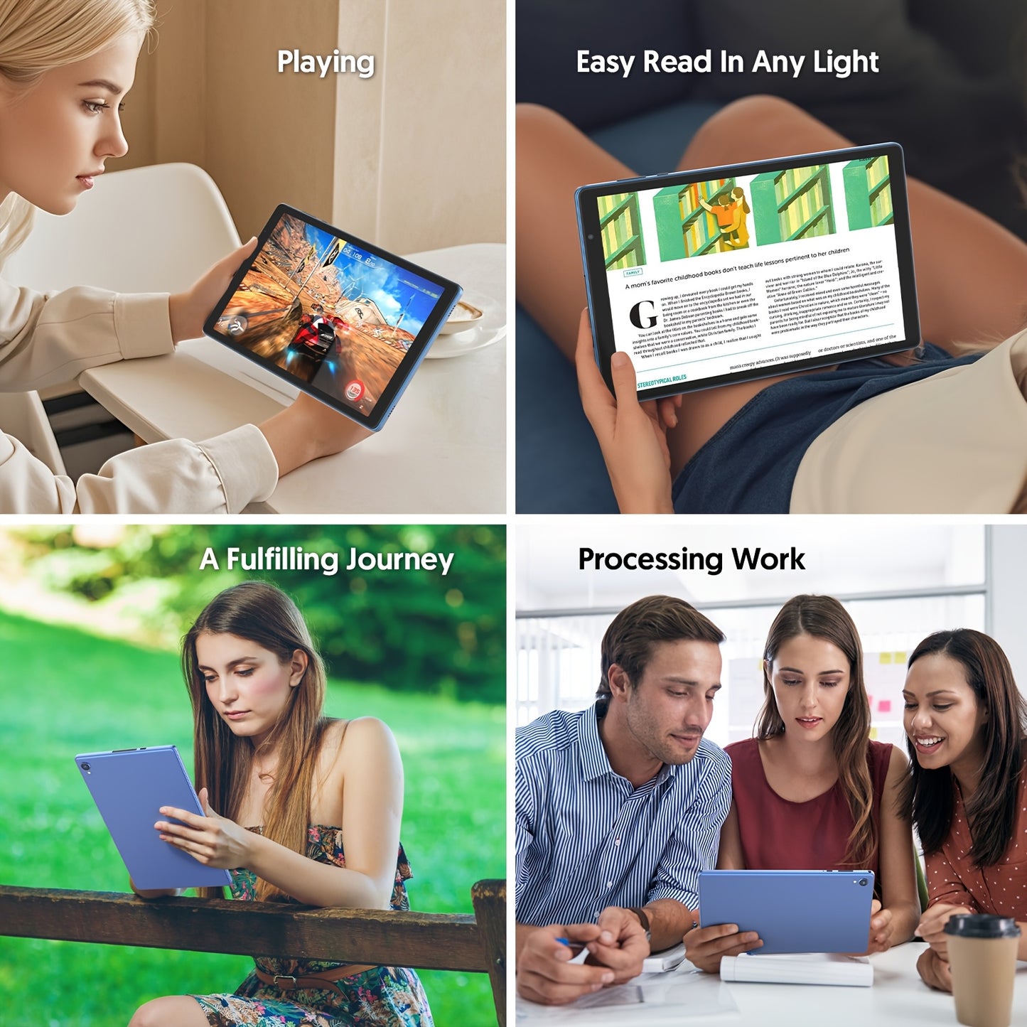 10-Inch Android 14 Tablet, Quad-Core Processor 4GB(2+2) RAM 32GB ROM, Large-Capacity Tablet, HD Touch Screen, Dual Cameras, Large-Capacity Battery, 1280 * 800 IPS Screen, Wifi (Blue), Tablet, Pad