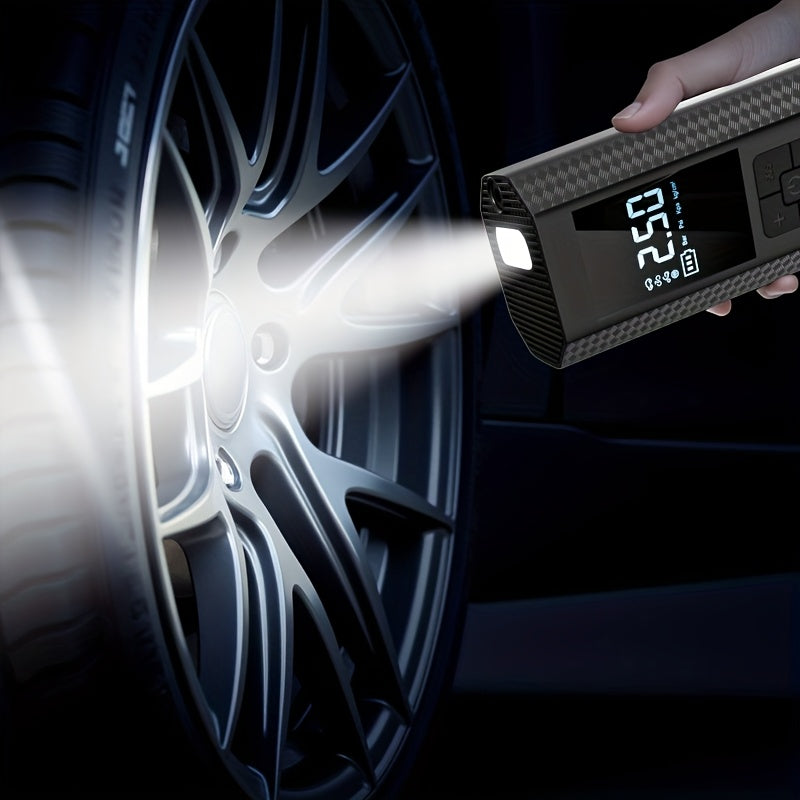 Portable Air Compressor Tire Pump, 150PSI Car Tire Air Pump with Tire Pressure Gauge, LED, 3X Faster One-Click Smart Wireless Tire Inflator for Cars, Motorcycles, Bicycles, Balls, Etc