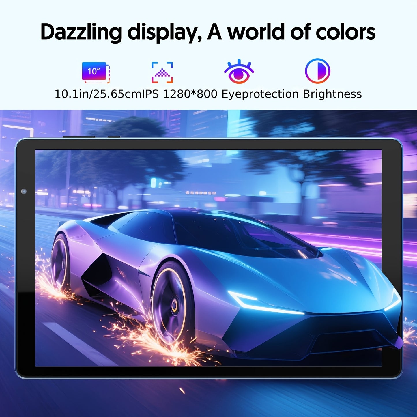 10-Inch Android 14 Tablet, Quad-Core Processor 4GB(2+2) RAM 32GB ROM, Large-Capacity Tablet, HD Touch Screen, Dual Cameras, Large-Capacity Battery, 1280 * 800 IPS Screen, Wifi (Blue), Tablet, Pad