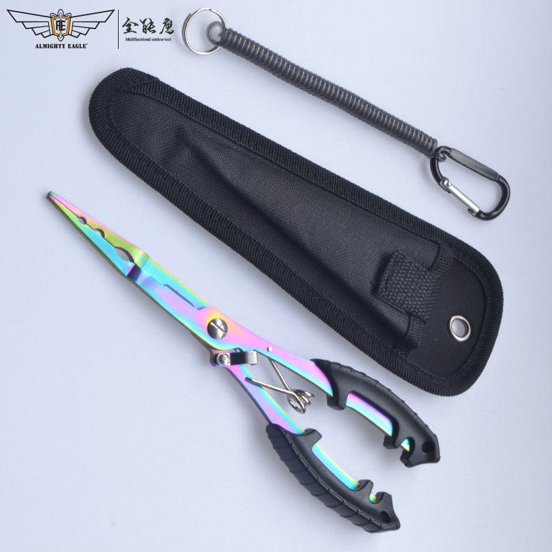 Saltwater Resistant Fishing Pliers with Split Ring Hook Removers, Lanyard & Sheath - Essential Fishing Gear Accessories for Easy Tackle Management - Stainless Steel - For Anglers - Ideal for Saltwater & Freshwater Fishing - G
