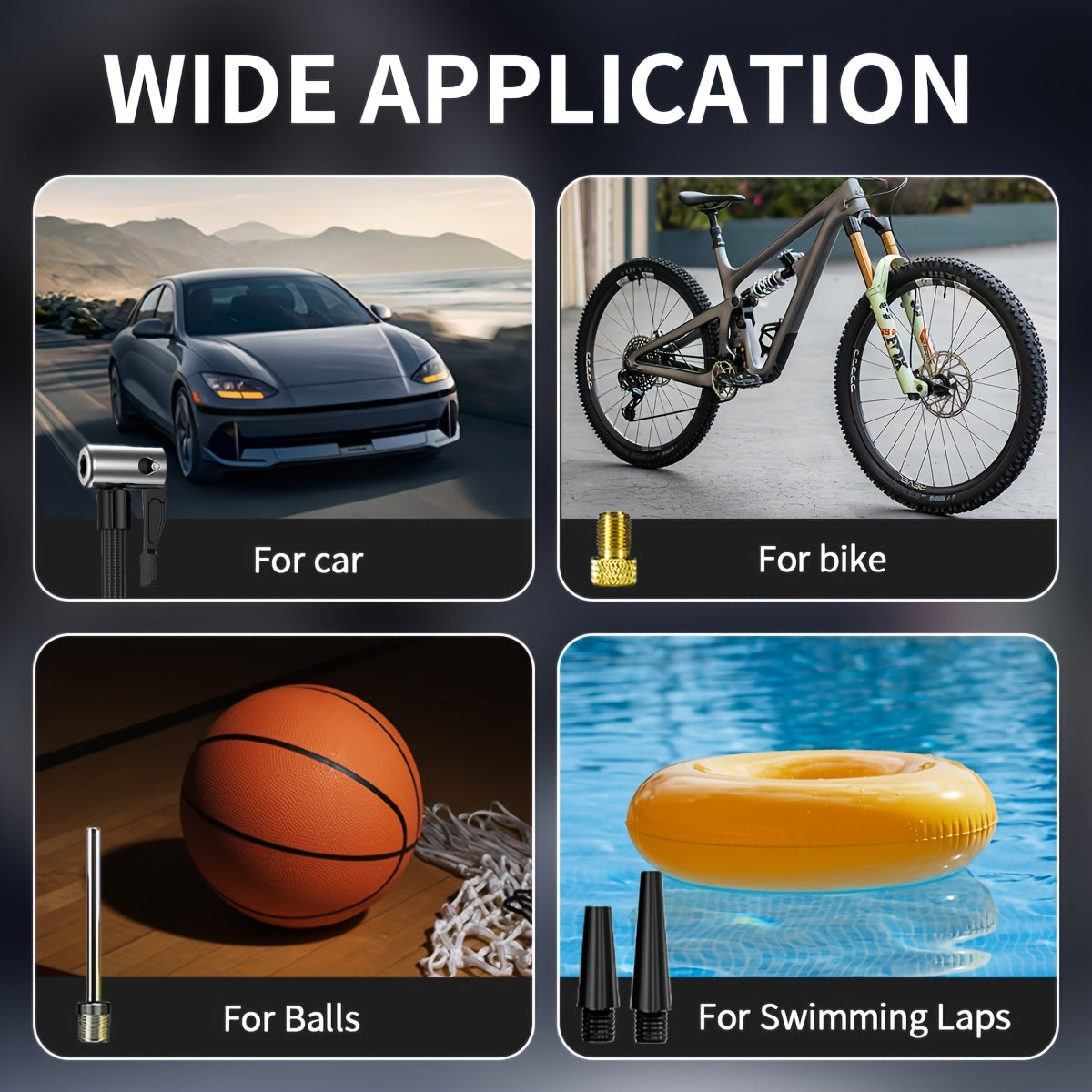 Portable Air Compressor Tire Pump, 150PSI Car Tire Air Pump with Tire Pressure Gauge, LED, 3X Faster One-Click Smart Wireless Tire Inflator for Cars, Motorcycles, Bicycles, Balls, Etc