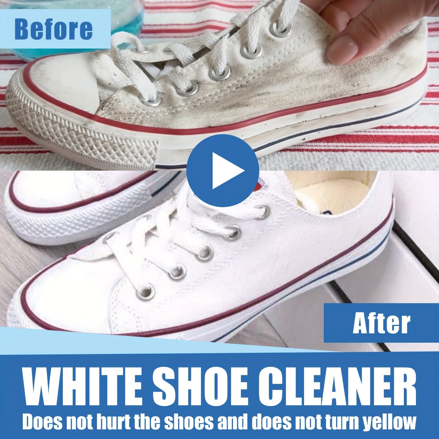 White Shoe Cleaner Cream with Sponge Applicator - Non-Wash Stain Remover, Safe for Sports & Canvas Footwear, Interior Decoration-Compatible, Instant Whitening Cleaning Paste
