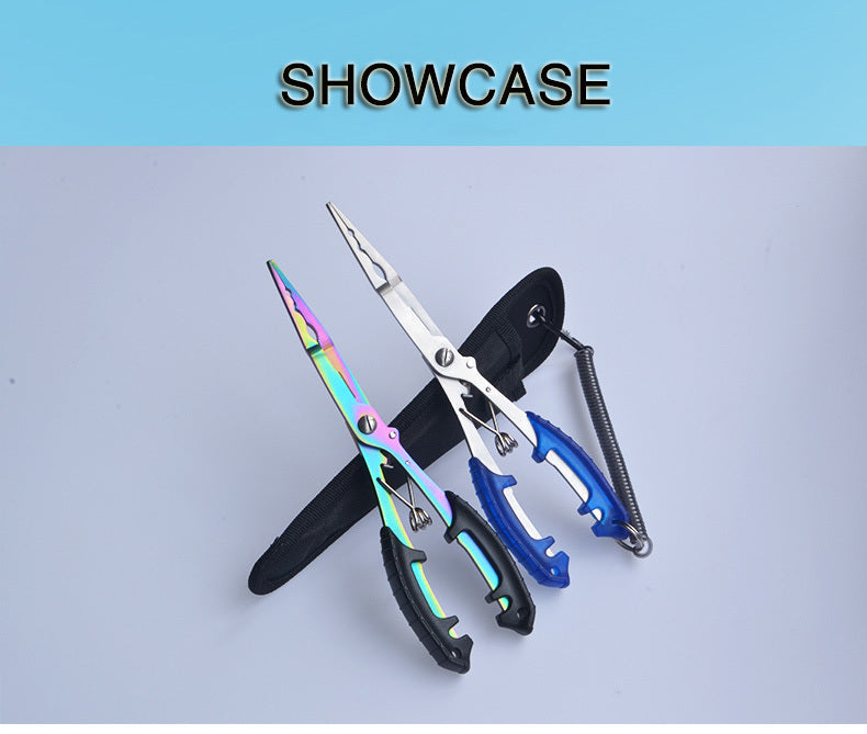Saltwater Resistant Fishing Pliers with Split Ring Hook Removers, Lanyard & Sheath - Essential Fishing Gear Accessories for Easy Tackle Management - Stainless Steel - For Anglers - Ideal for Saltwater & Freshwater Fishing - G